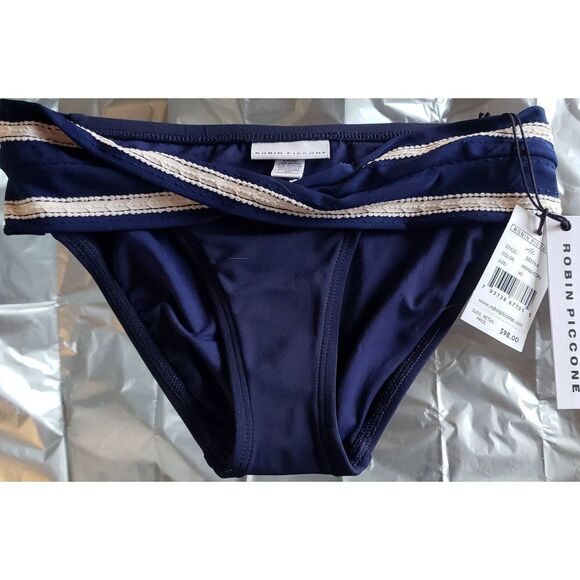 ROBIN PICCONE ABI INDIGO/ECRU BIKINI BOTTOMS NWT - Picture 1 of 14